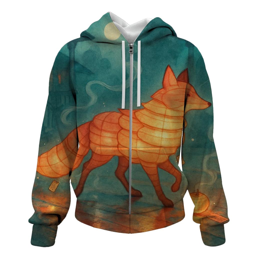 Luminous Paper Lantern Fox printed hoodies