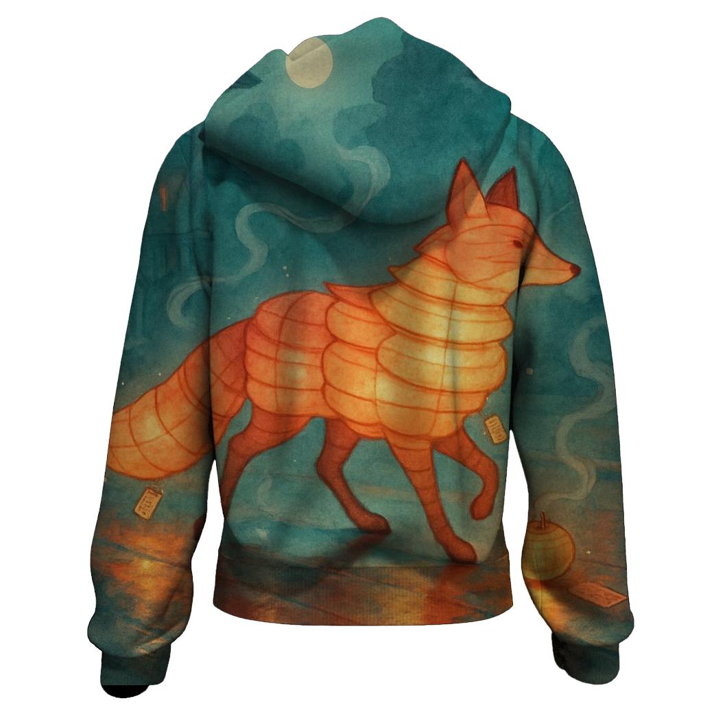 Luminous Paper Lantern Fox printed hoodies