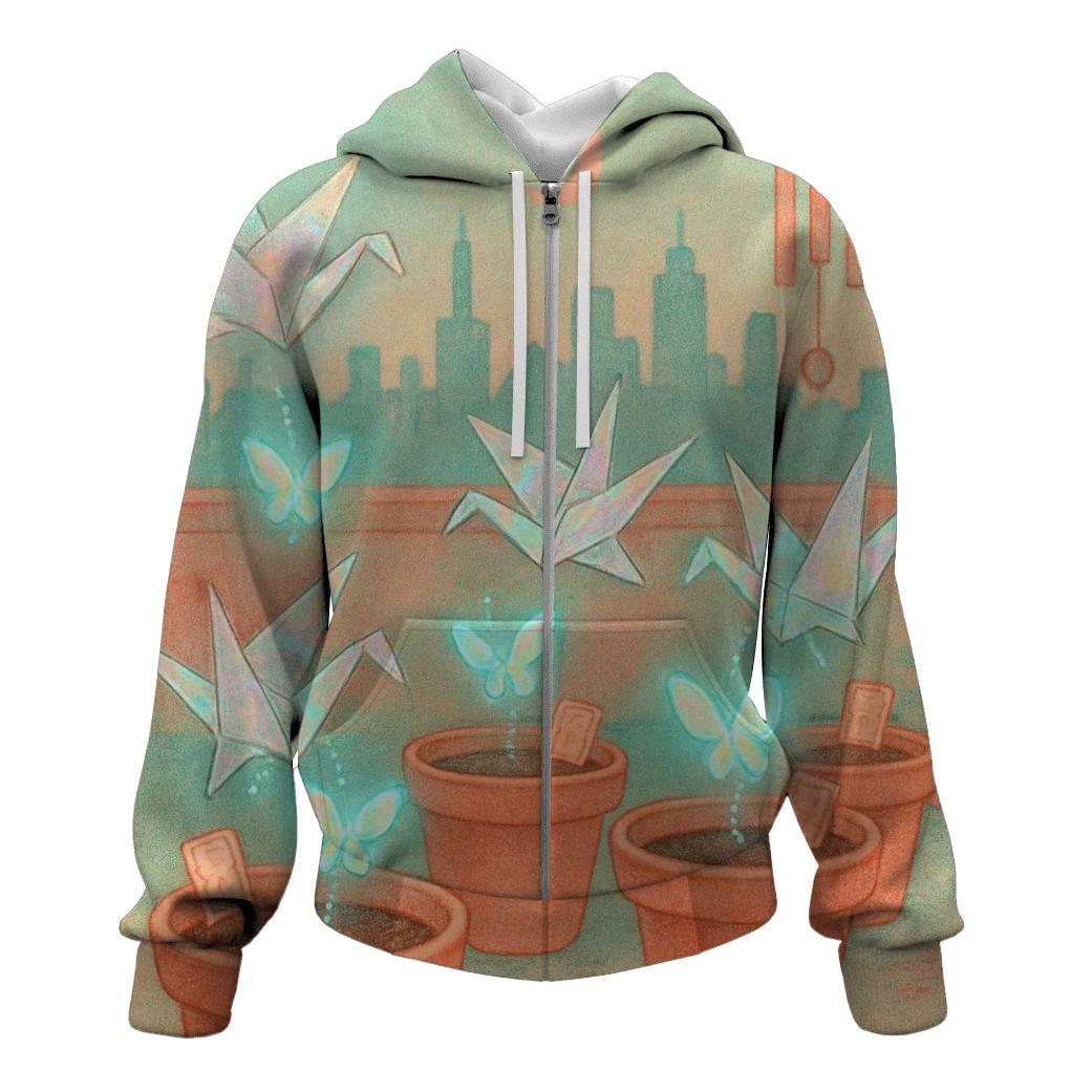Holographic Paper Crane Garden heavyweight hoodies