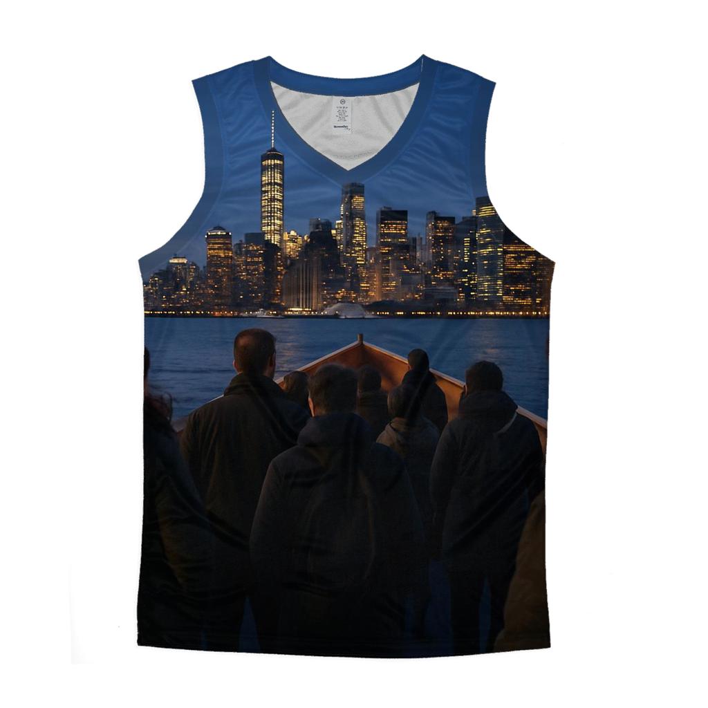 Twilight Ferry Approach To Midtown cotton sleeveless tops