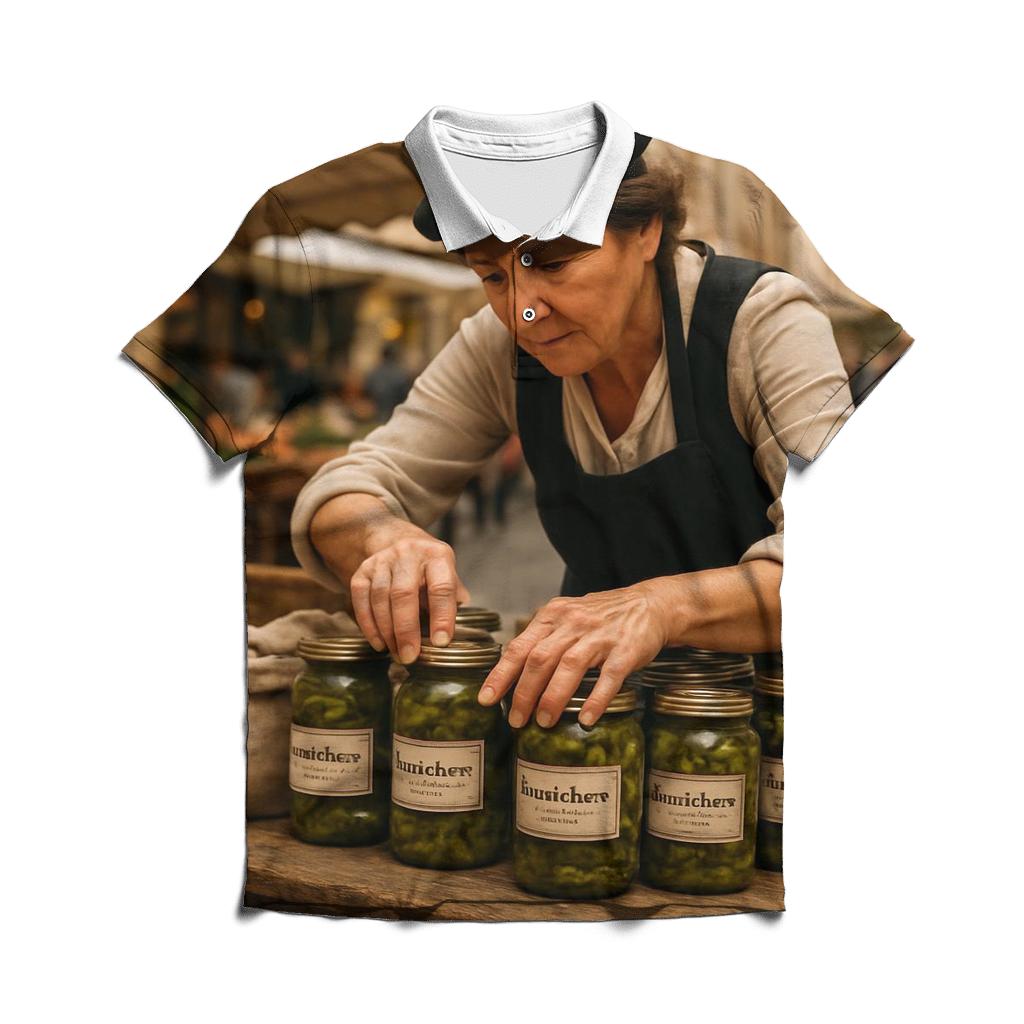Cornichon Vendor At Lyon Market designer slim fit polos