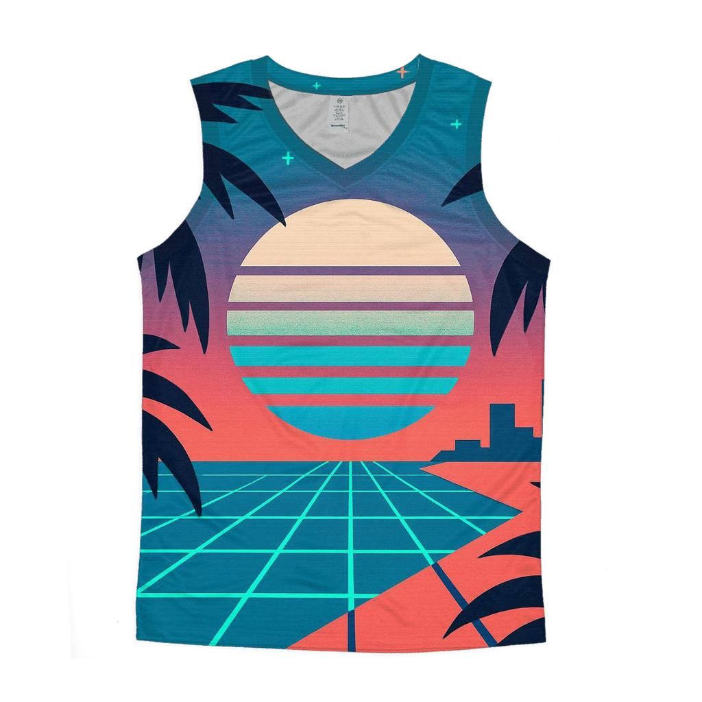 Retro Coastal Grid custom tank tops
