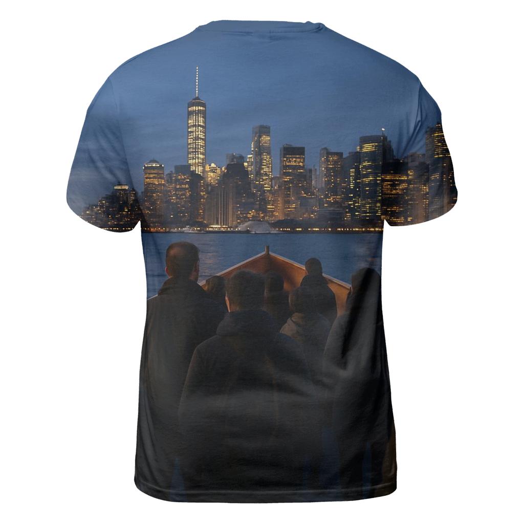 Twilight Ferry Approach To Midtown vibrant all-over design tees