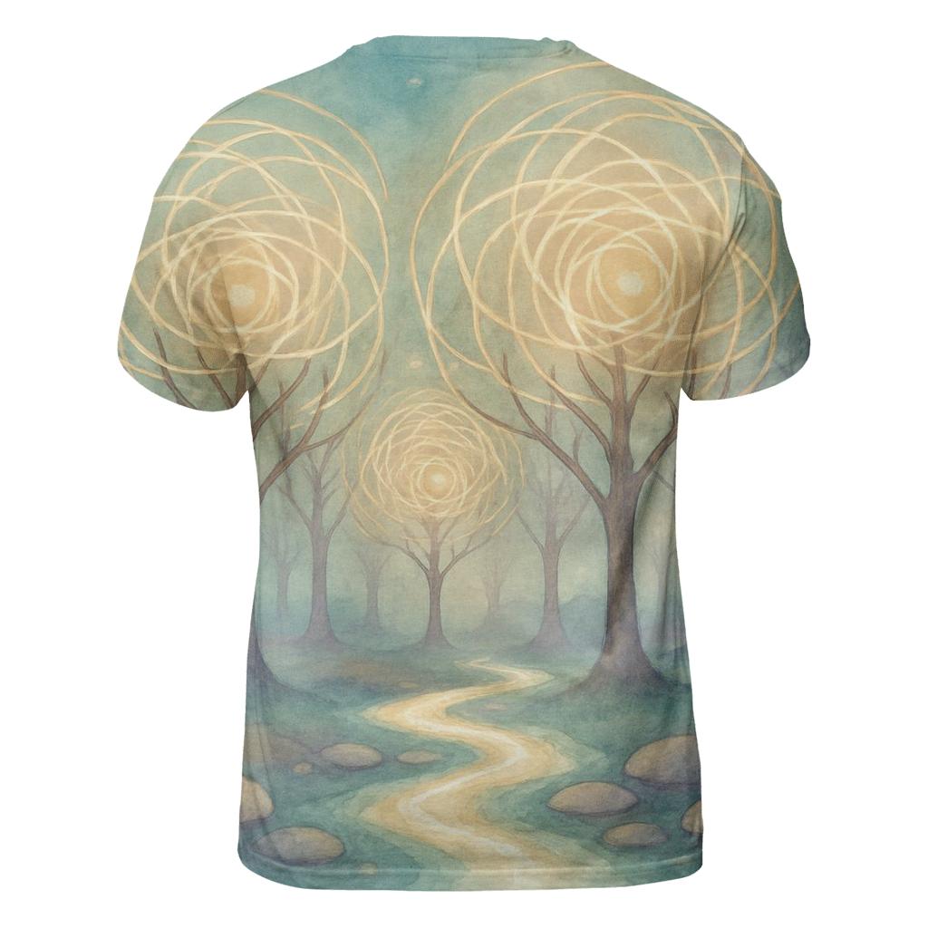 Luminous Grove artistic all-over print tops