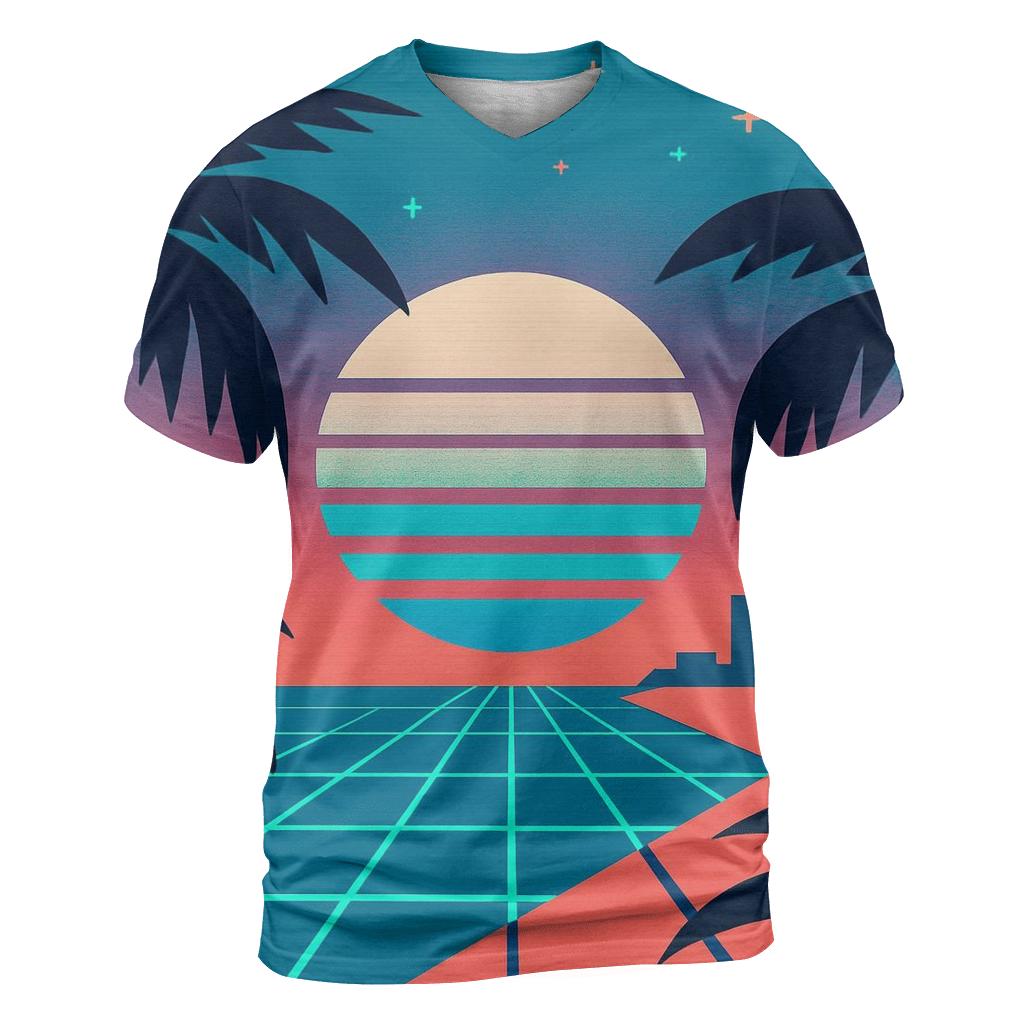 Retro Coastal Grid personalized full print shirts