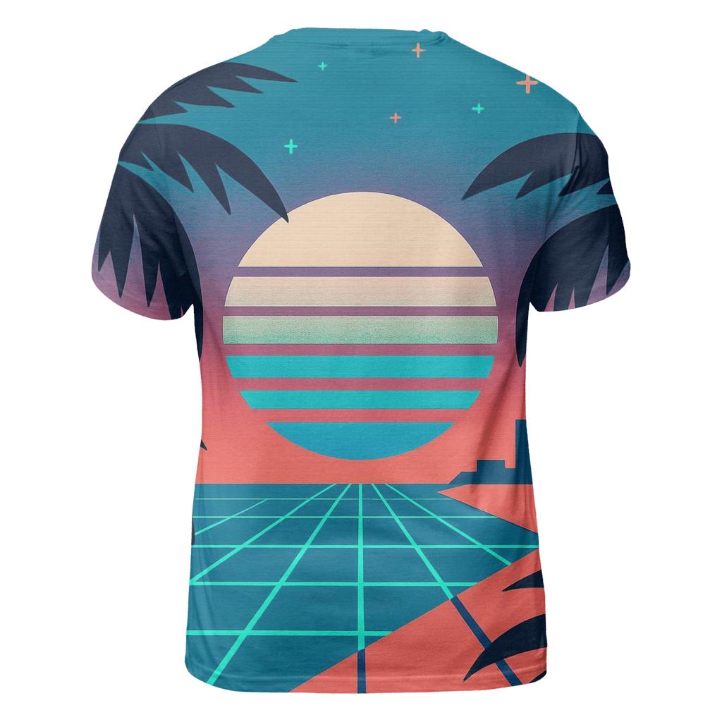 Retro Coastal Grid personalized full print shirts