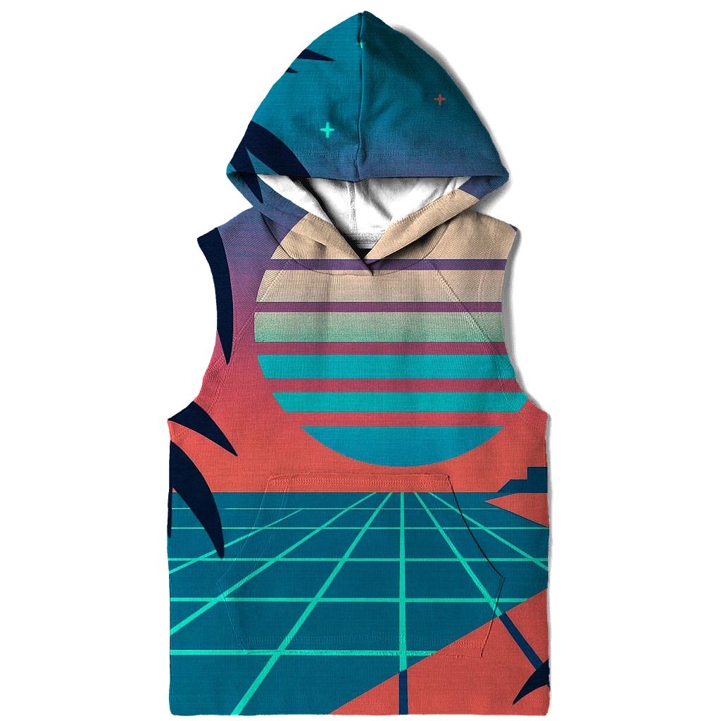 Retro Coastal Grid printed hoodies