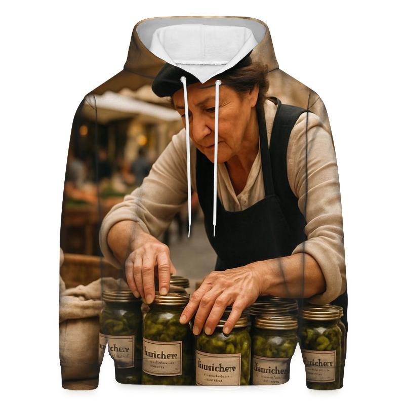 Cornichon Vendor At Lyon Market zip-up hoodies
