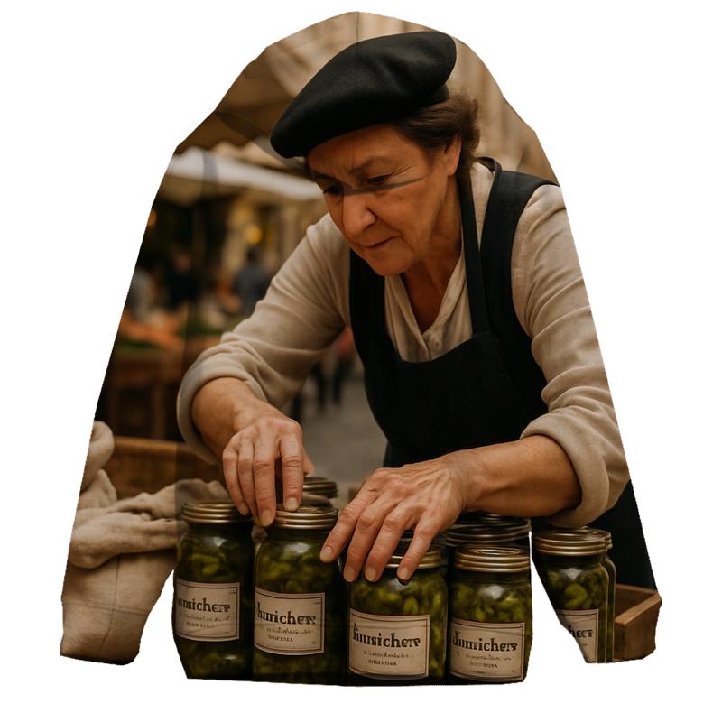 Cornichon Vendor At Lyon Market zip-up hoodies