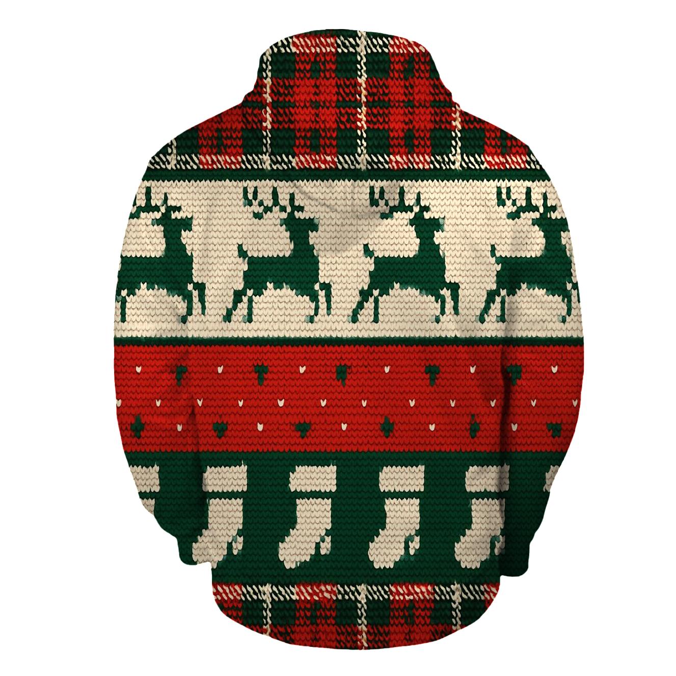 Tinsel Tartan Reindeer Panorama Design premium hoodies