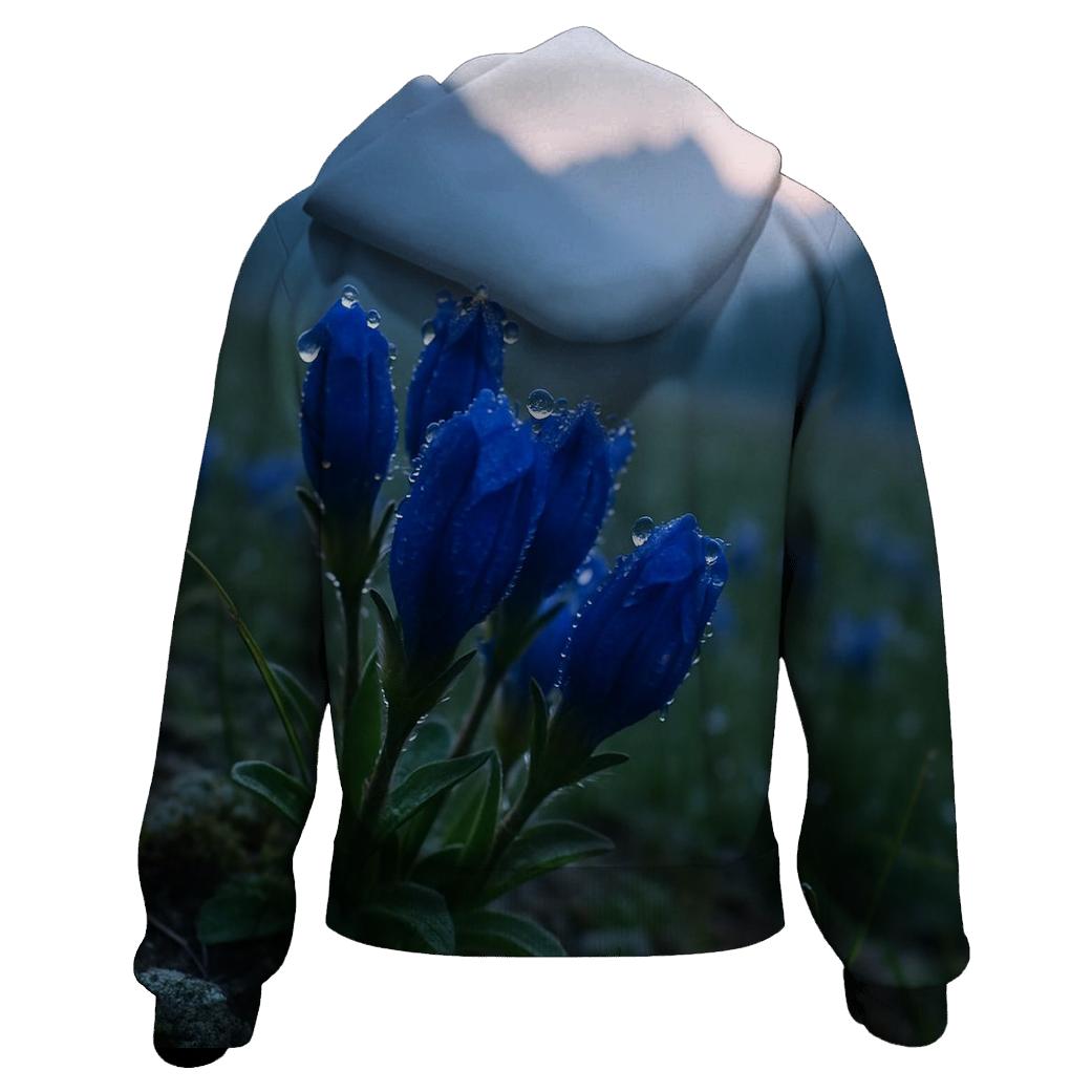Dewy Alpine Gentian Meadow At Dawn hoodies fashion