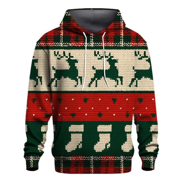 Tinsel Tartan Reindeer Panorama Design zip-up hoodies