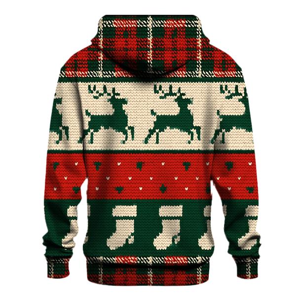 Tinsel Tartan Reindeer Panorama Design zip-up hoodies