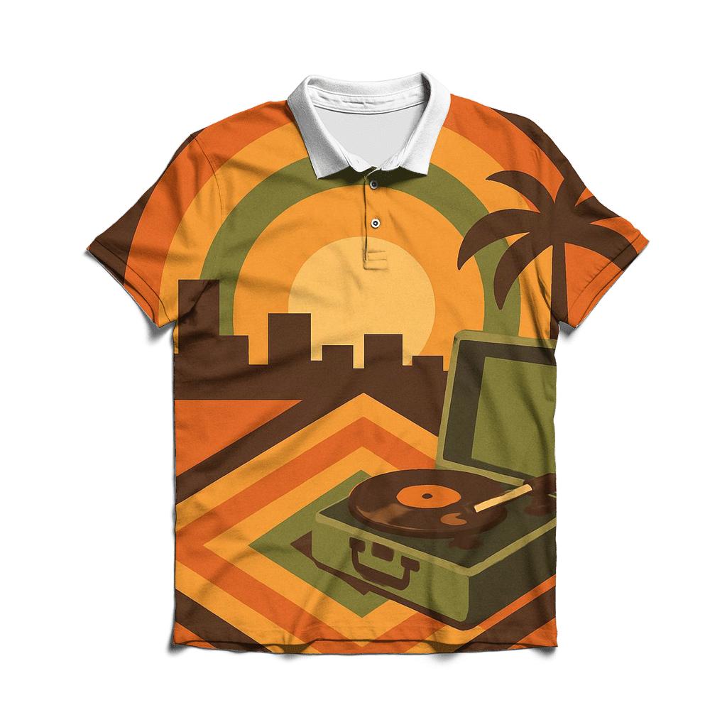 Sunset Groove Mosaic custom polo shirts