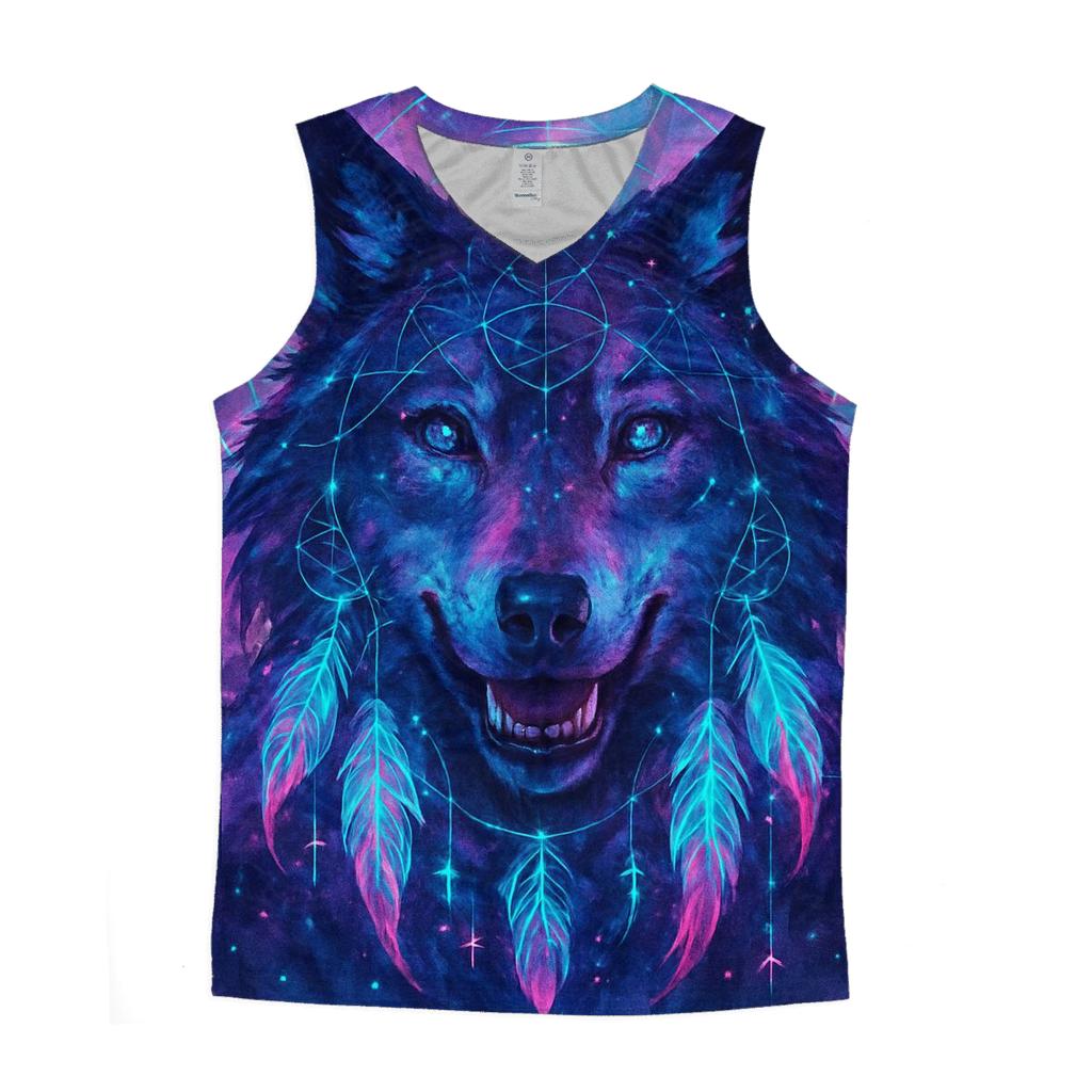 Nebula Sentinel Wolf cotton sleeveless tops