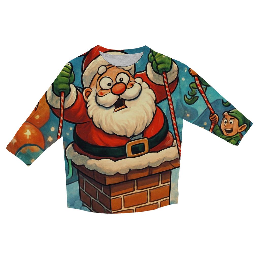 Santa Stuck Spectacle personalized 3/4 sleeve tees