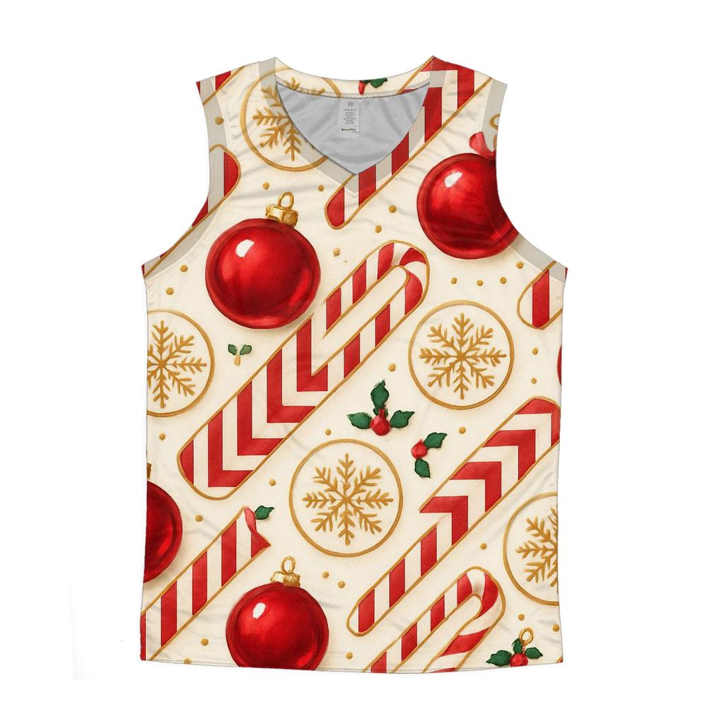 Red Ornament Rhythm On Ivory Background designer workout tanks