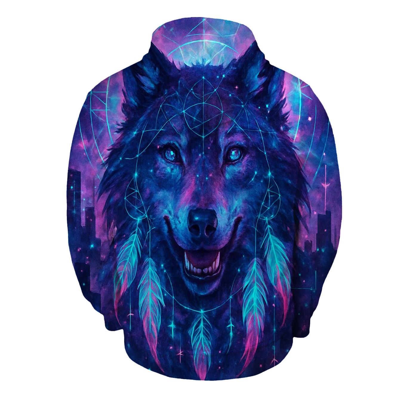 Nebula Sentinel Wolf hoodie designs