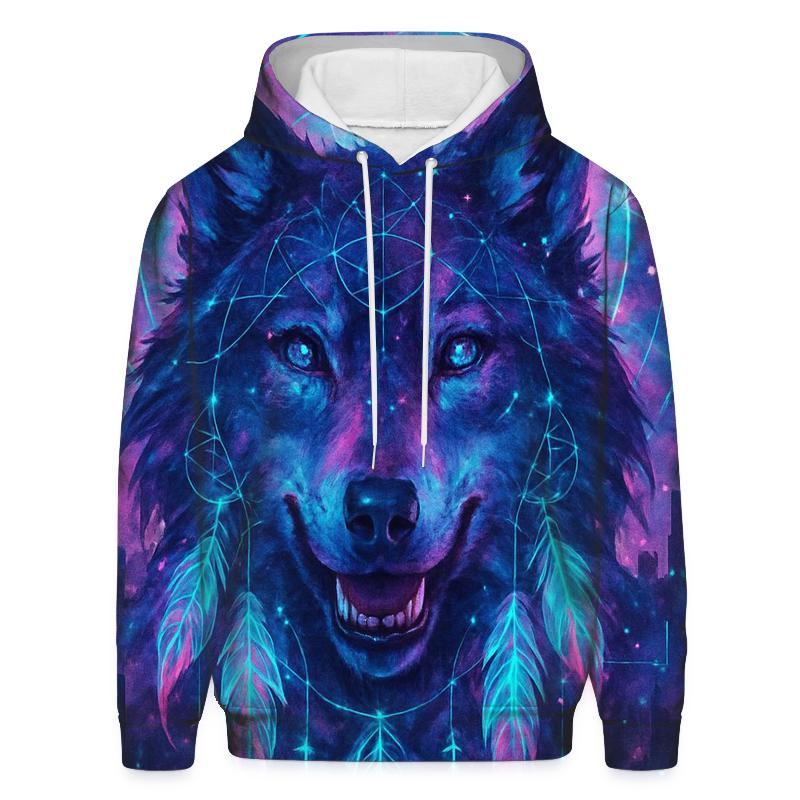 Nebula Sentinel Wolf embroidered hoodies
