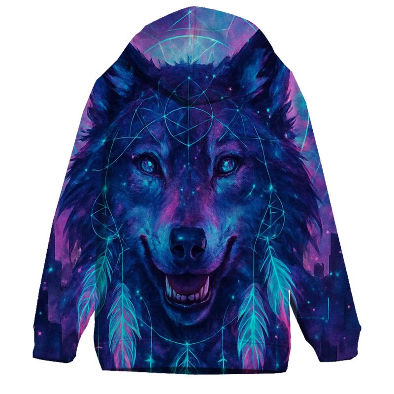 Nebula Sentinel Wolf embroidered hoodies