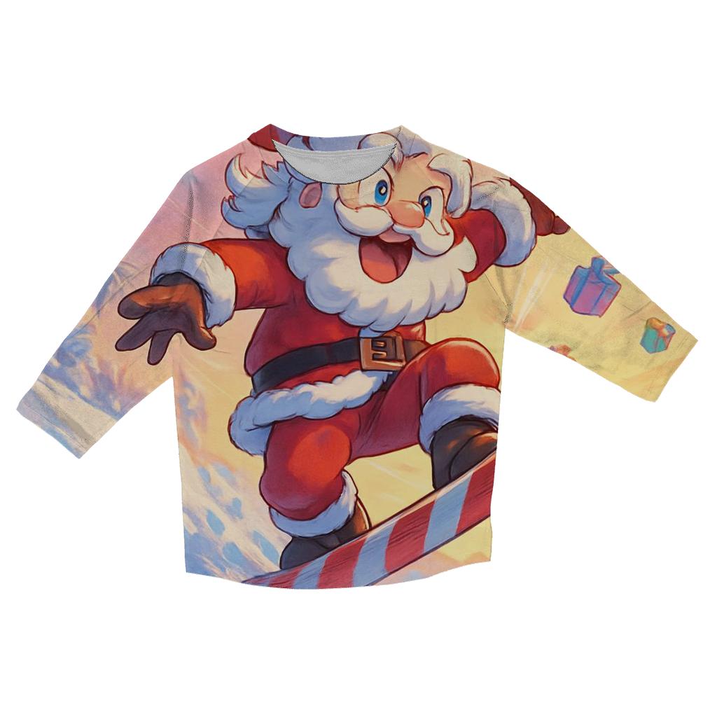 Surfboard Santa Sunset cotton quarter sleeve shirts