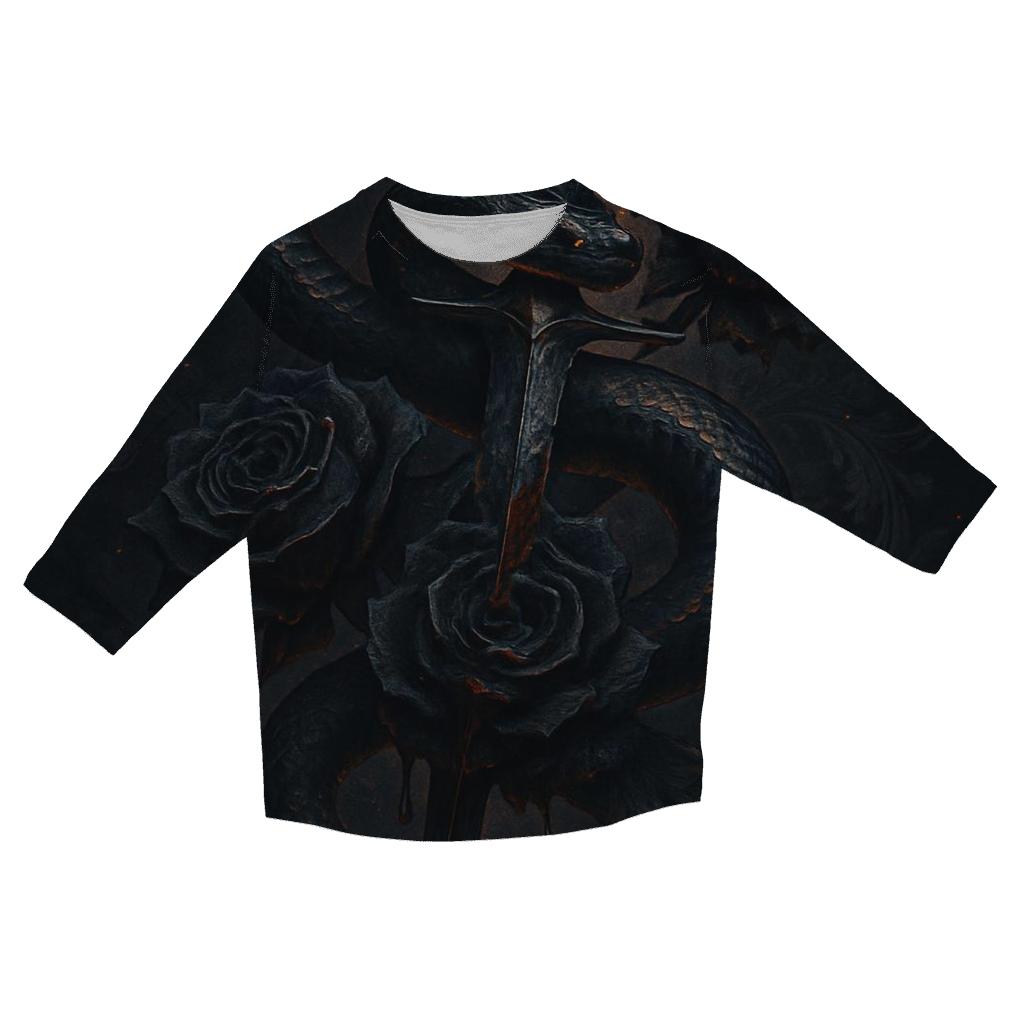 Serpent Dagger And Blooming Thorns casual three quarter sleeve shirts