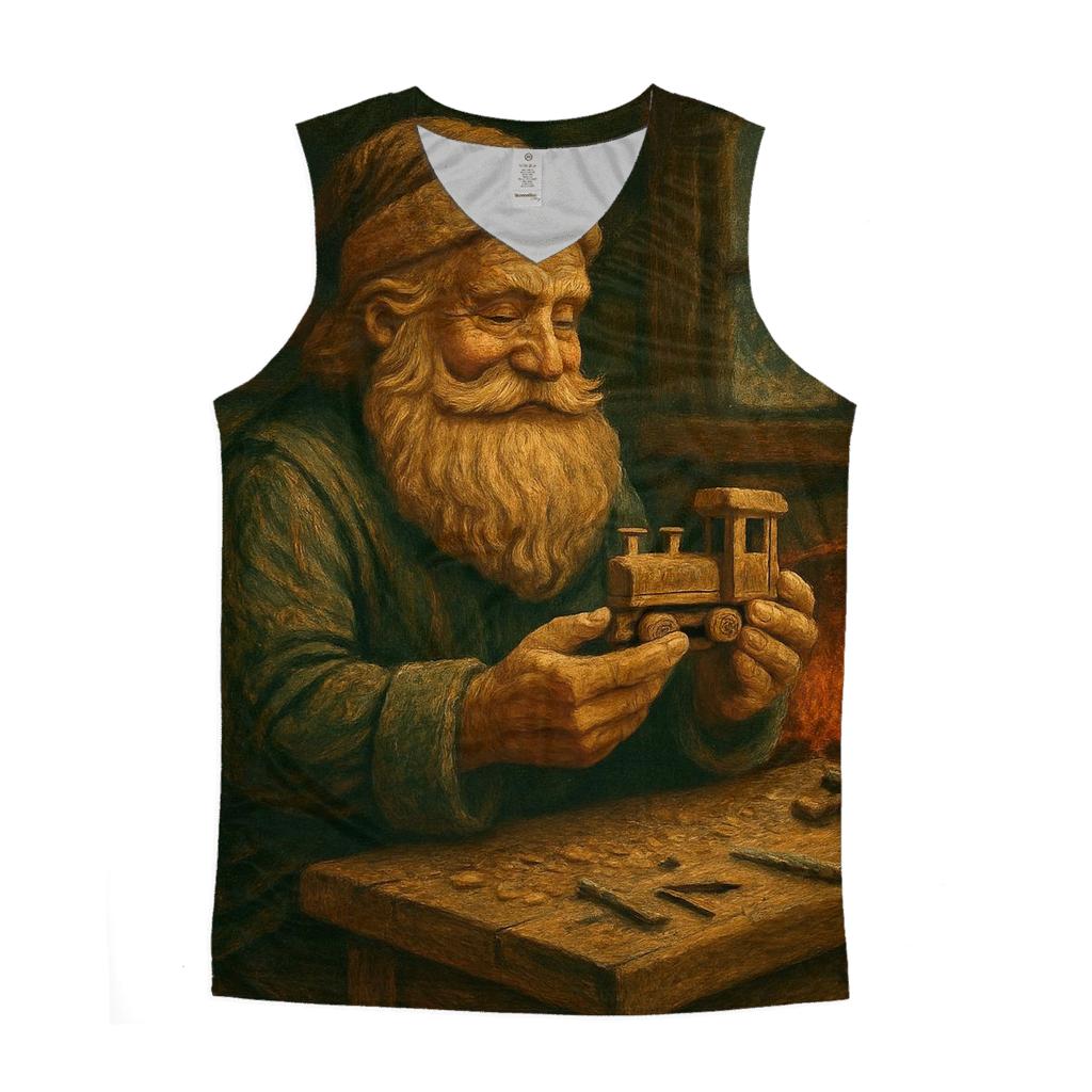 Woodland Workshop Santa personalized athletic tanks
