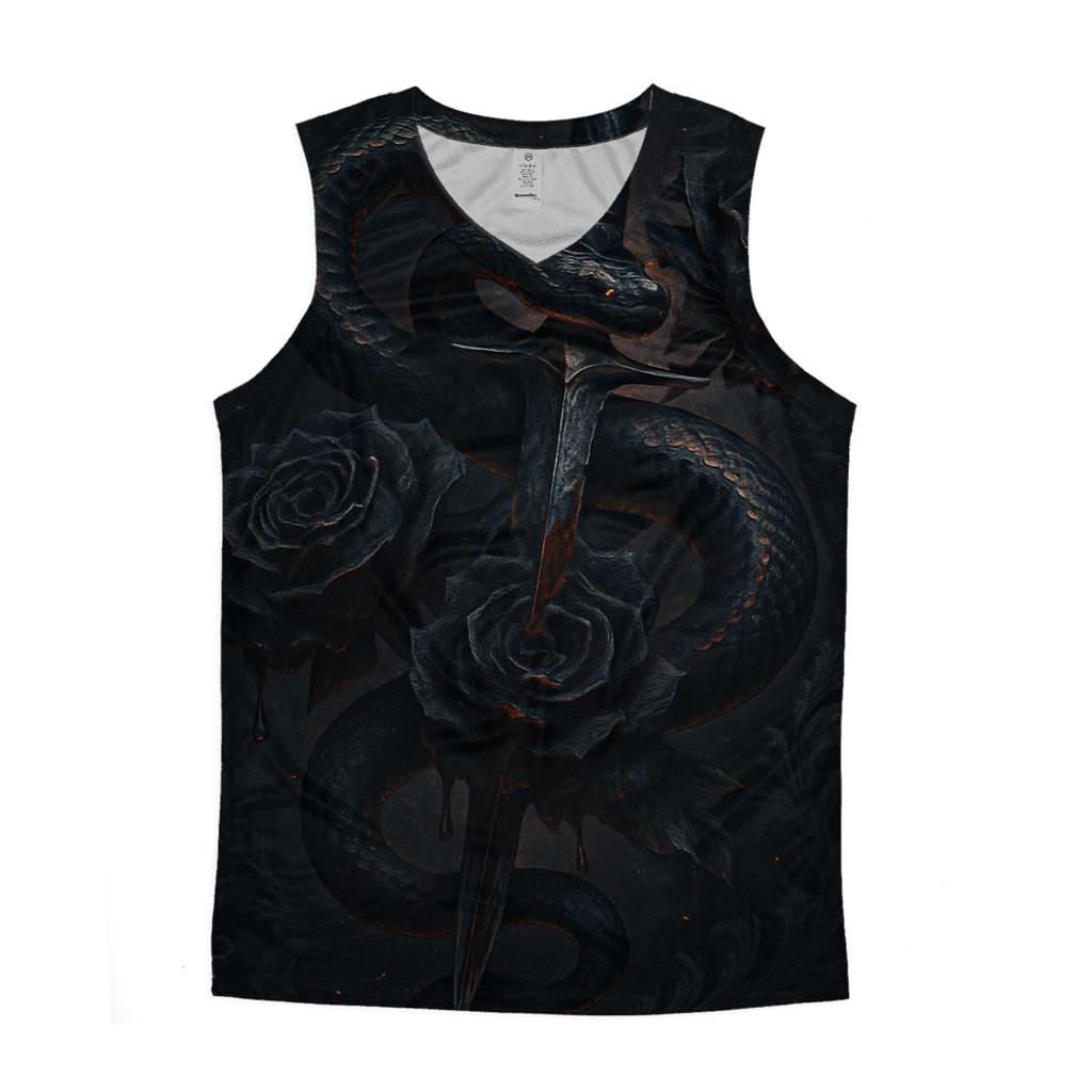 Serpent Dagger And Blooming Thorns trendy fitted tank tops