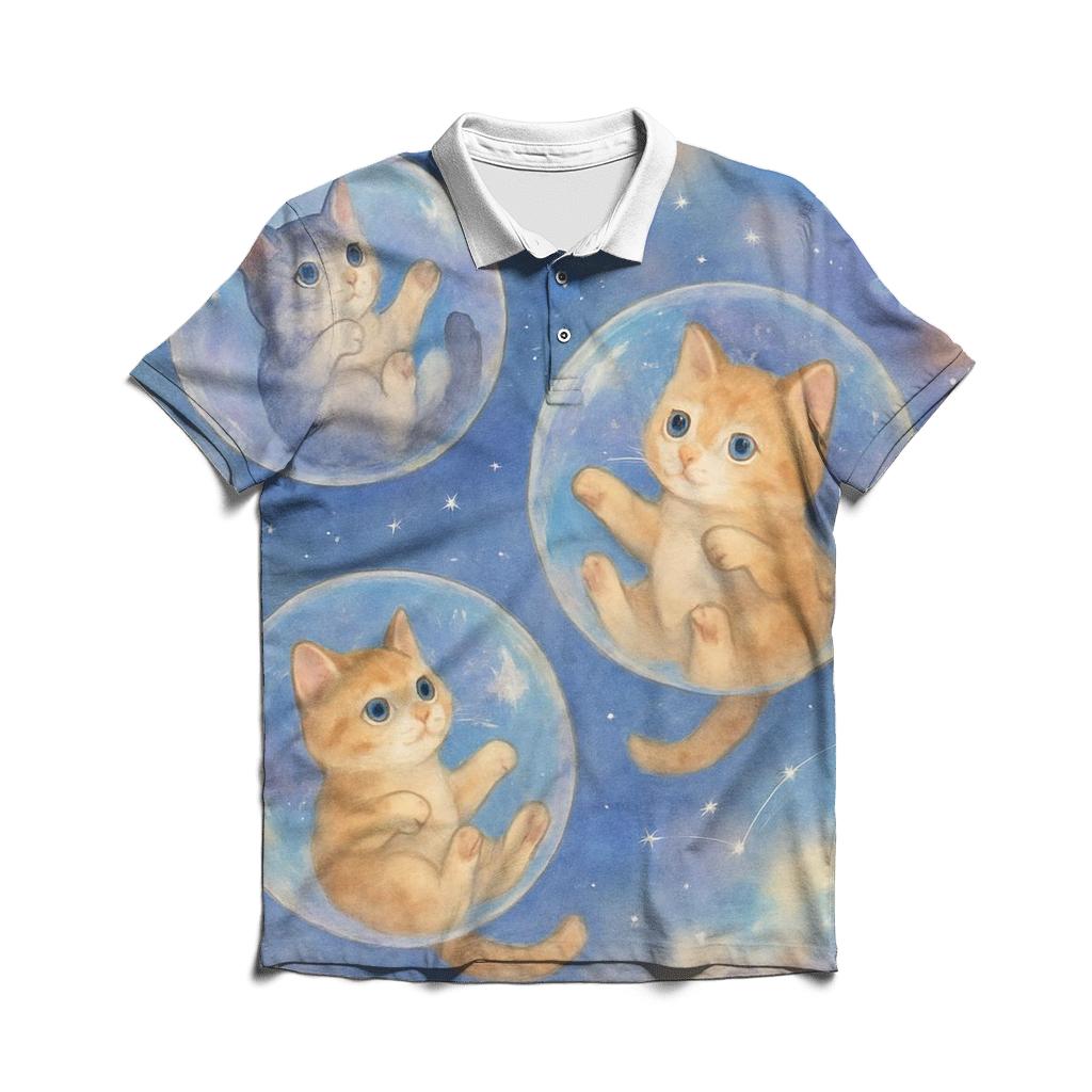 Cosmic Bubble Kittens casual sports polo shirts