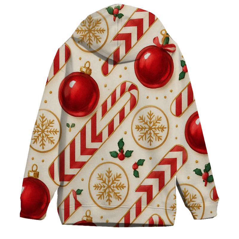 Red Ornament Rhythm On Ivory Background embroidered hoodies