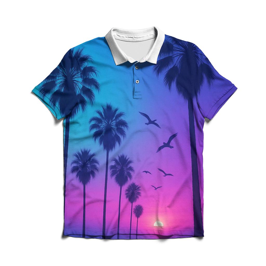 Neon Palms Afterglow classic pique polos