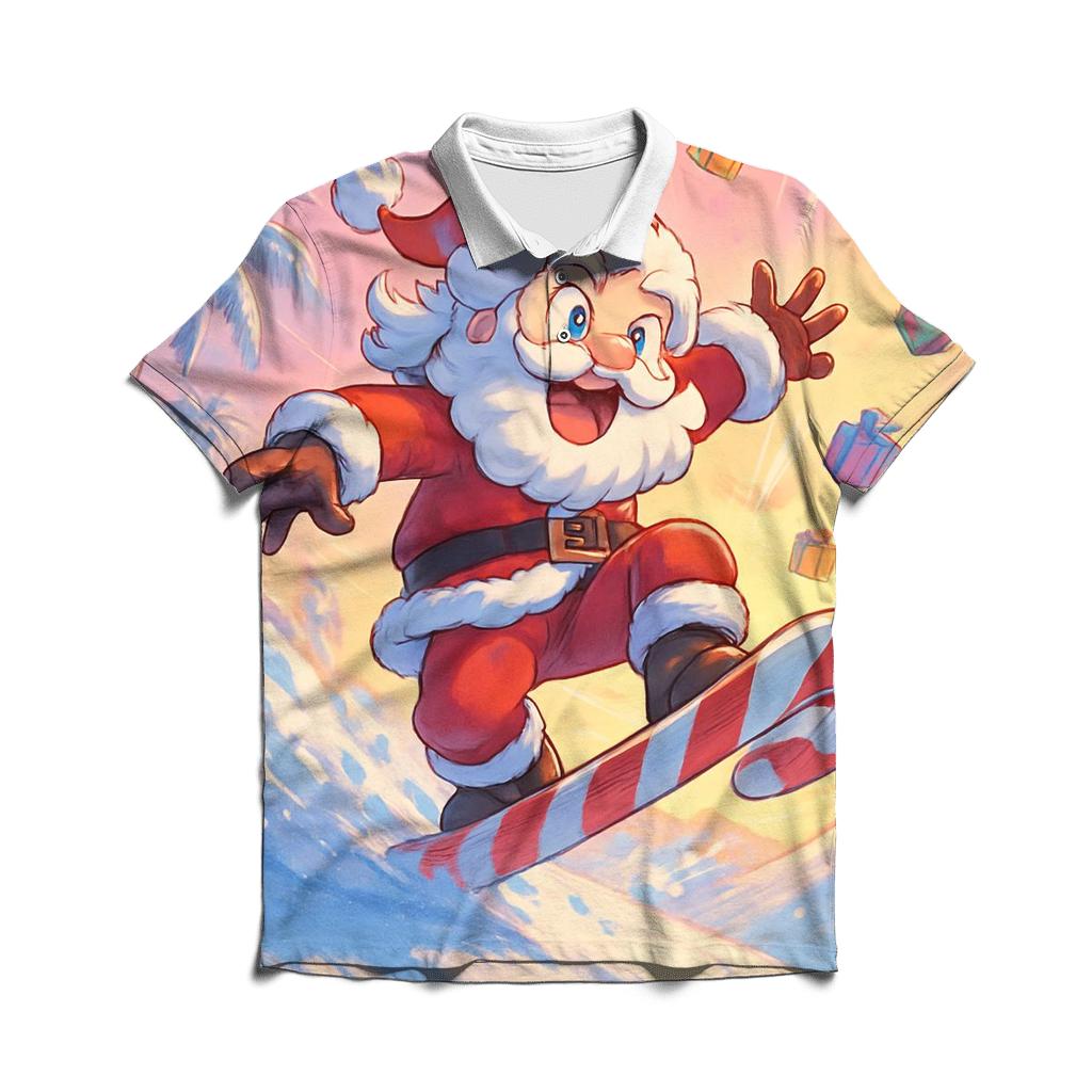 Surfboard Santa Sunset custom polo shirts