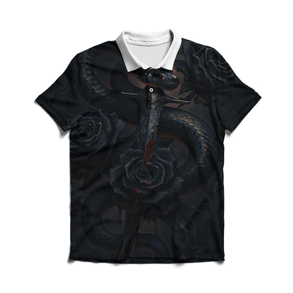 Serpent Dagger And Blooming Thorns personalized polo shirts