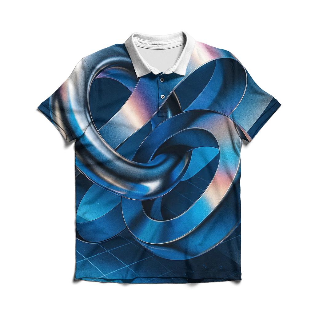 Chromatic Liquid Geometry premium cotton polo shirts