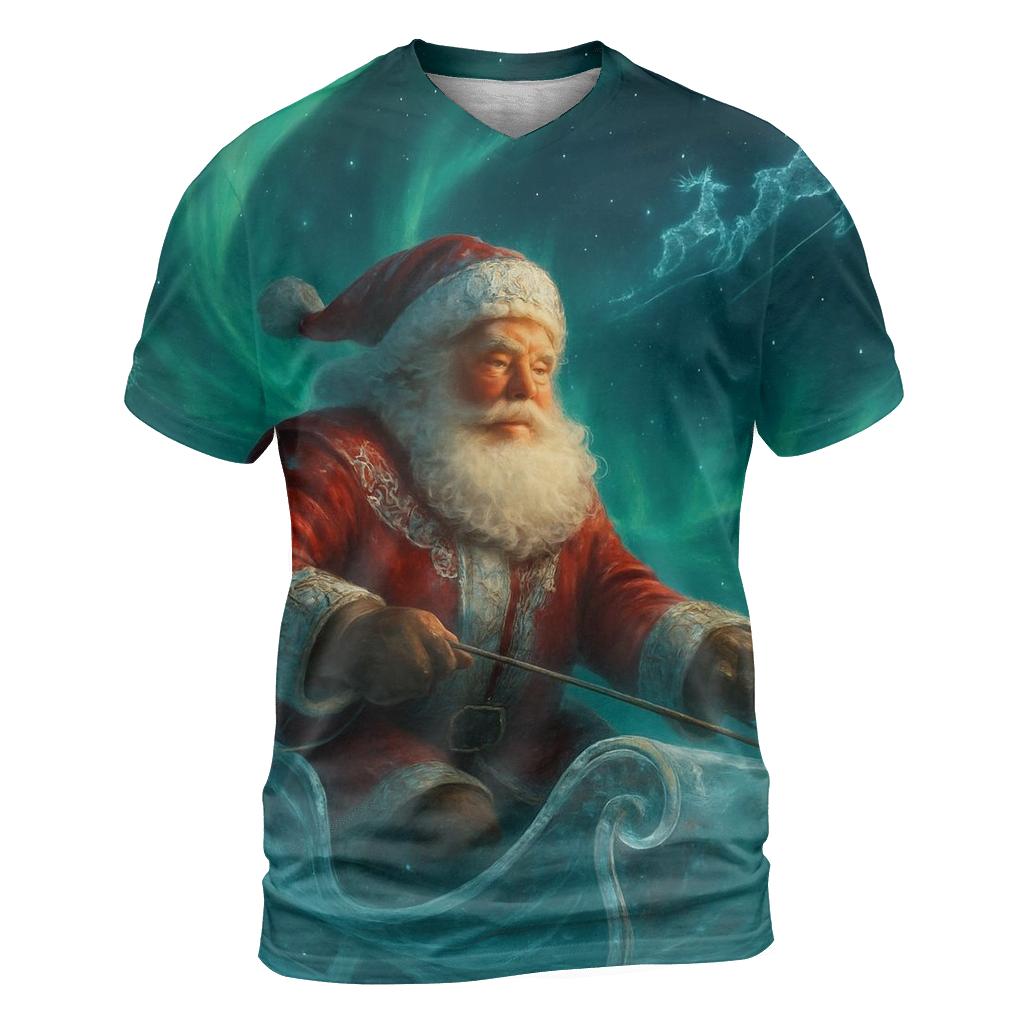 Aurora Sleighbound Santa artistic all-over print tops