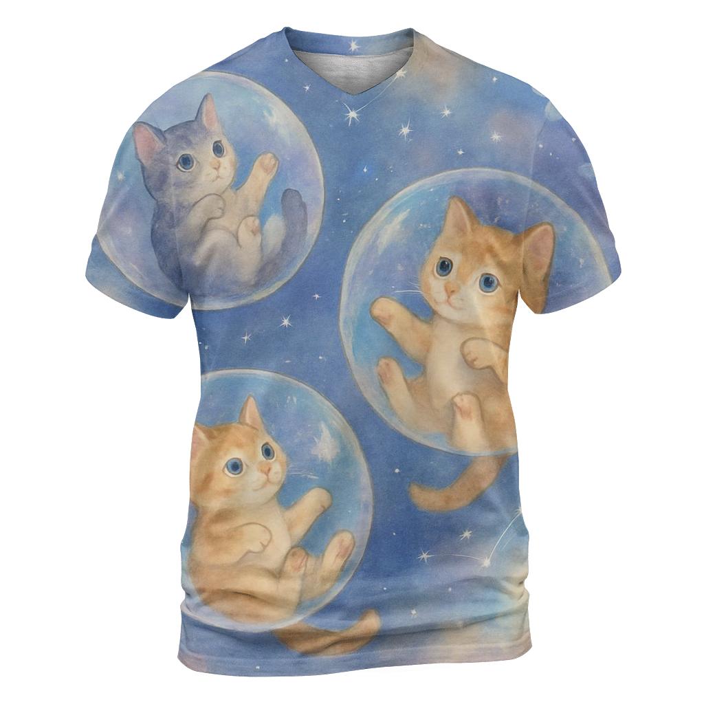 Cosmic Bubble Kittens unique graphic print tees