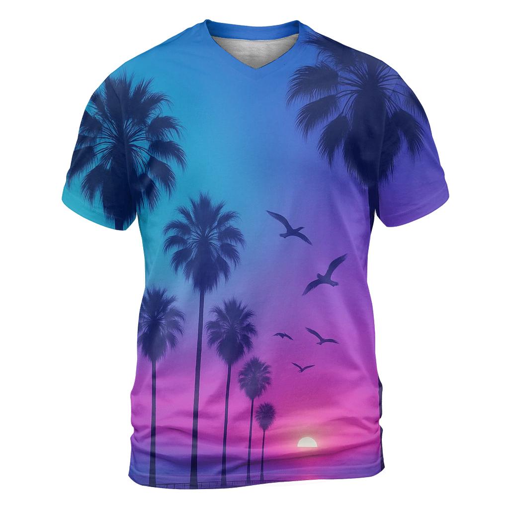 Neon Palms Afterglow statement graphic shirts