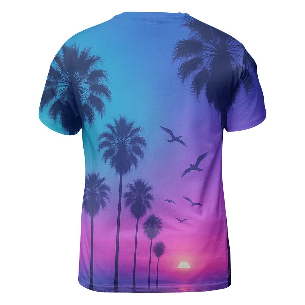 Neon Palms Afterglow statement graphic shirts