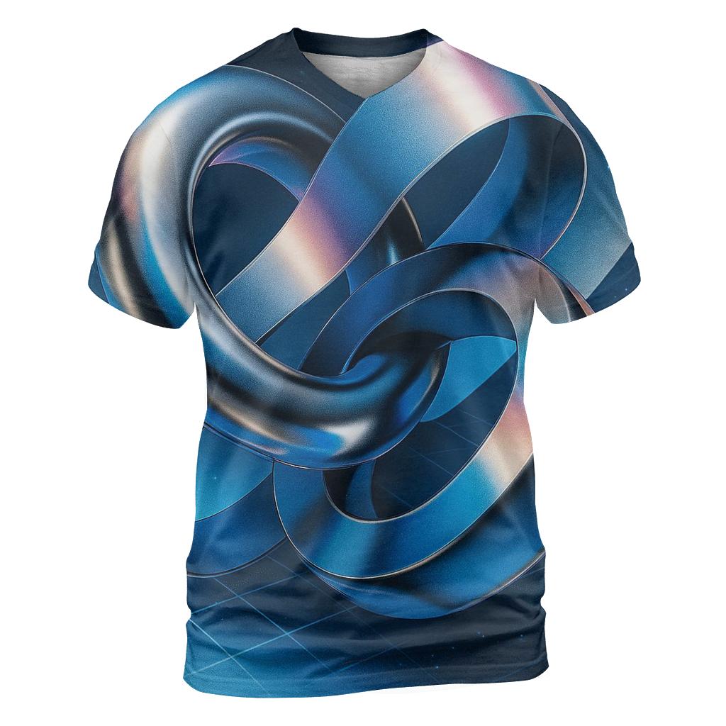 Chromatic Liquid Geometry vibrant all-over design tees