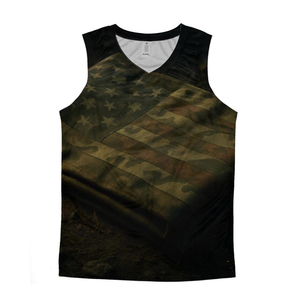 Camouflage Freedom graphic print tank tops