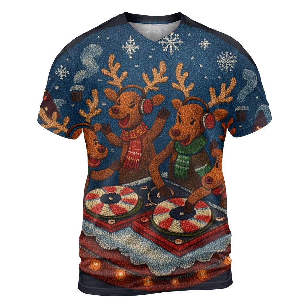 Reindeer Record Night custom all-over print shirts