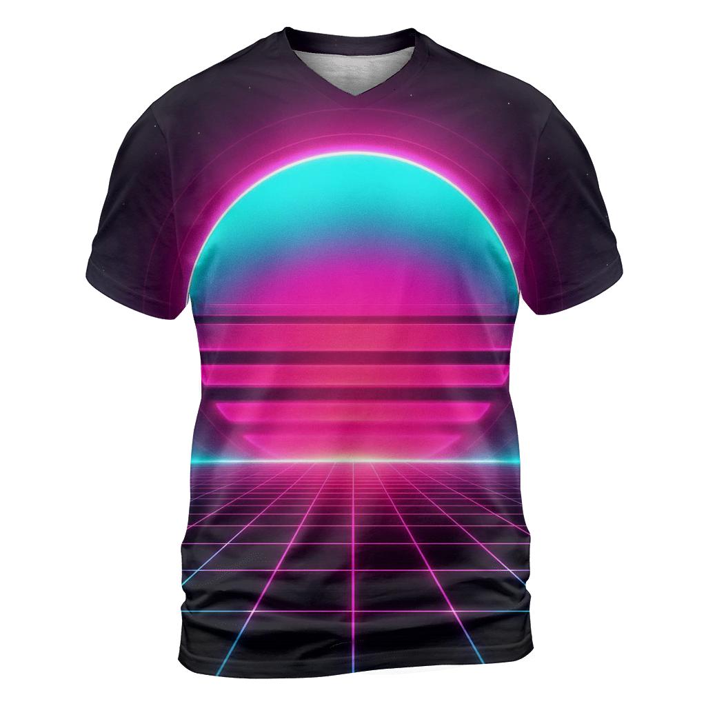 Neon Grid Horizon personalized full print shirts