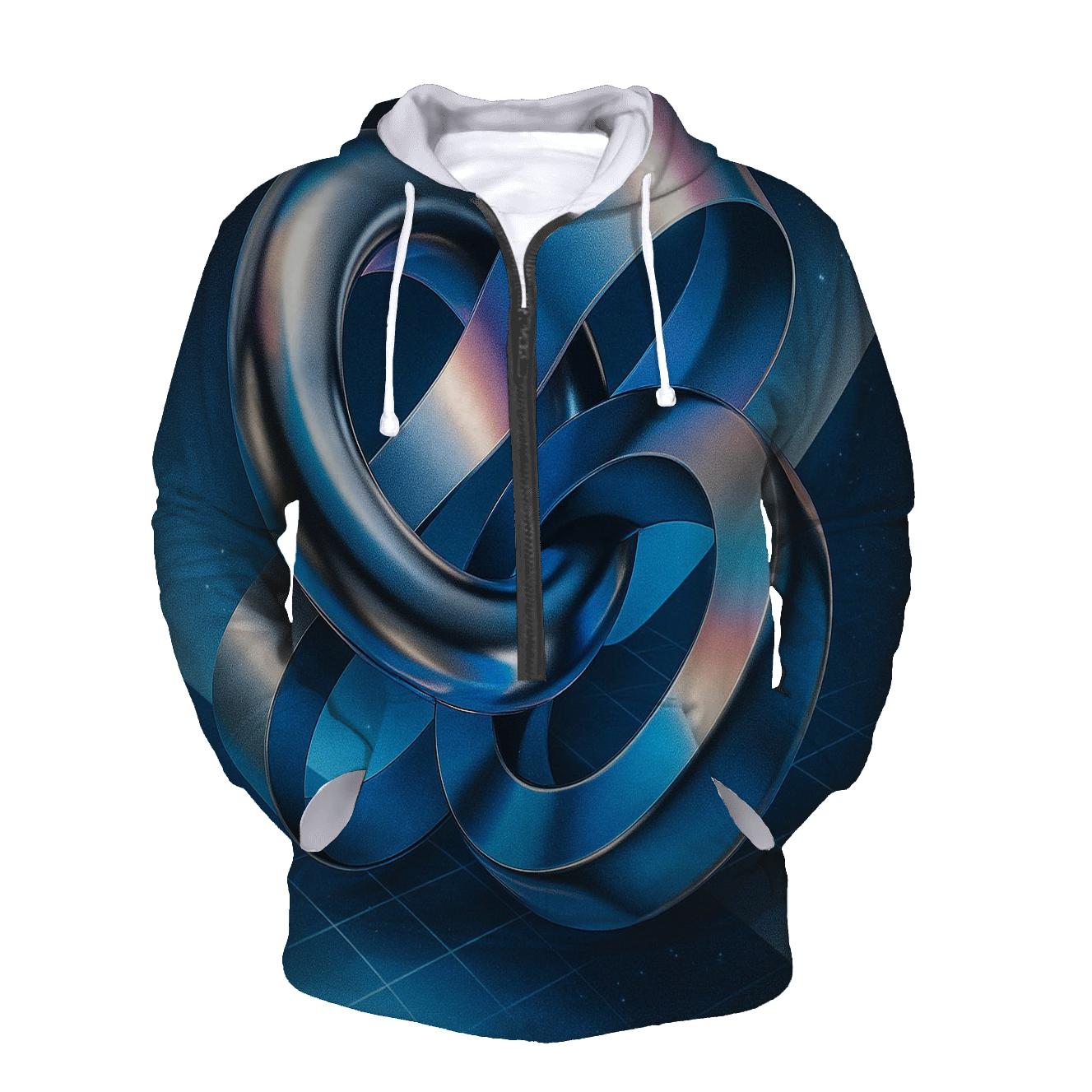 Chromatic Liquid Geometry embroidered hoodies