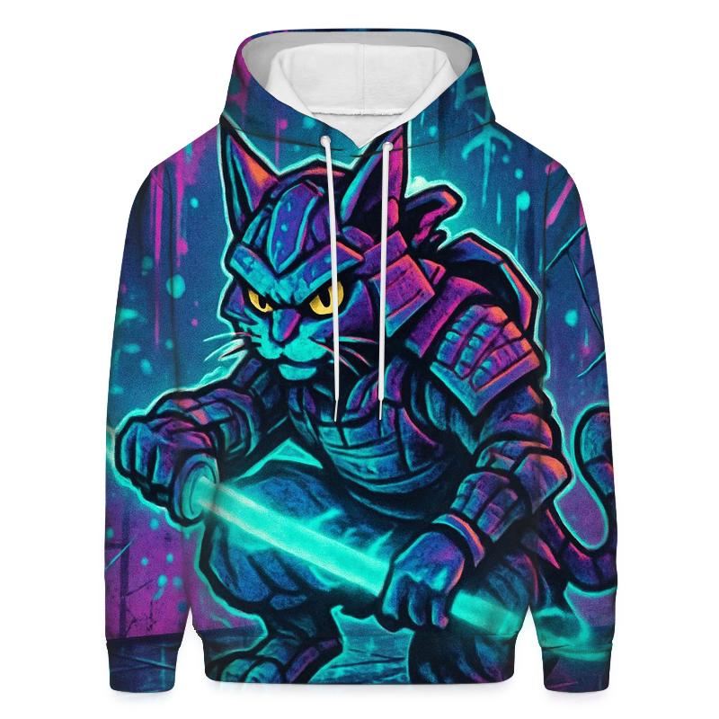 Neon Alley Samurai Cat heavyweight hoodies