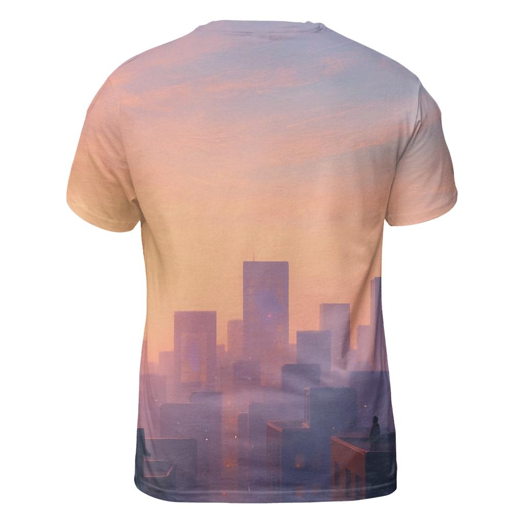 Lavender City Silhouette artistic all-over print tops