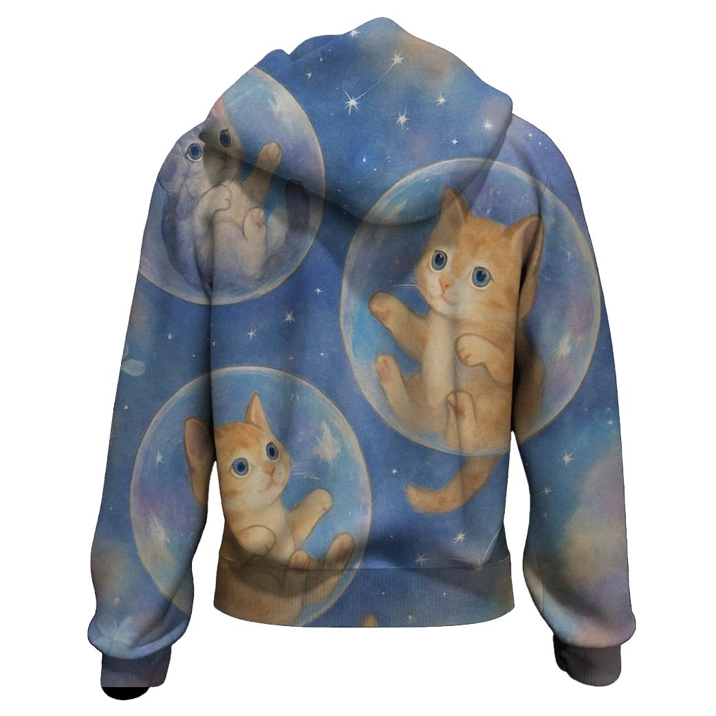 Cosmic Bubble Kittens zip-up hoodies