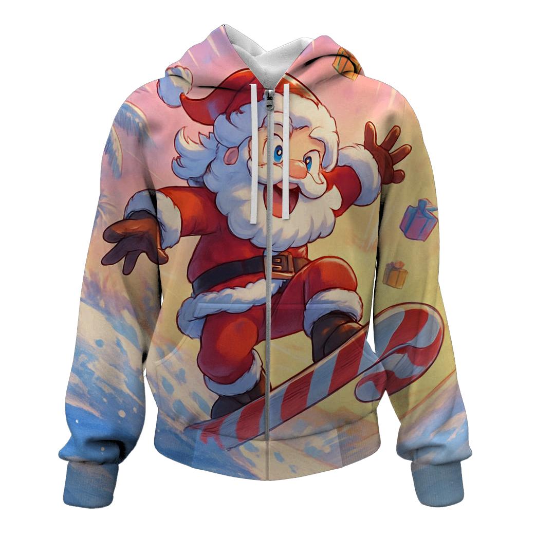 Surfboard Santa Sunset hoodie styles