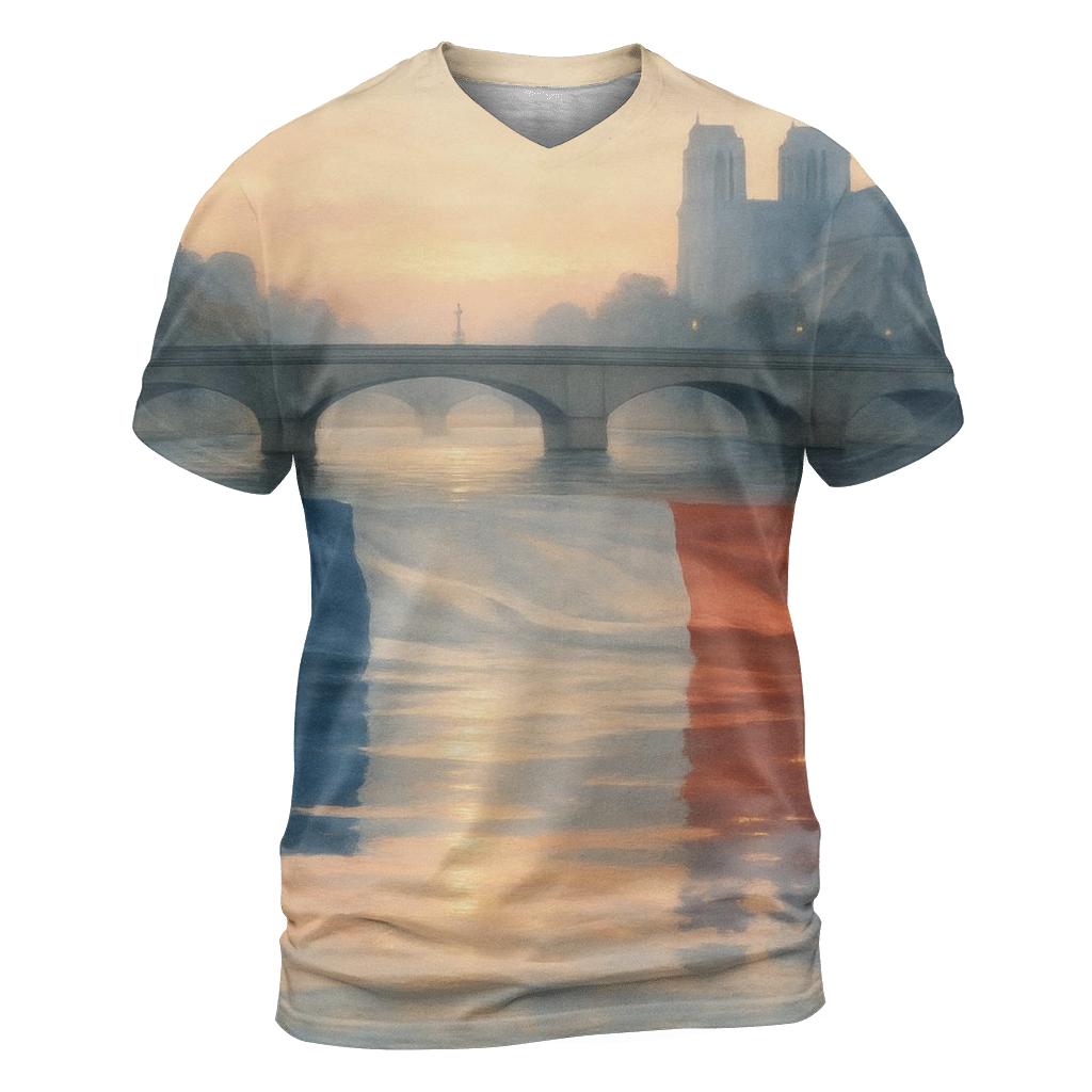 France Seine Reflection artistic all-over print tops