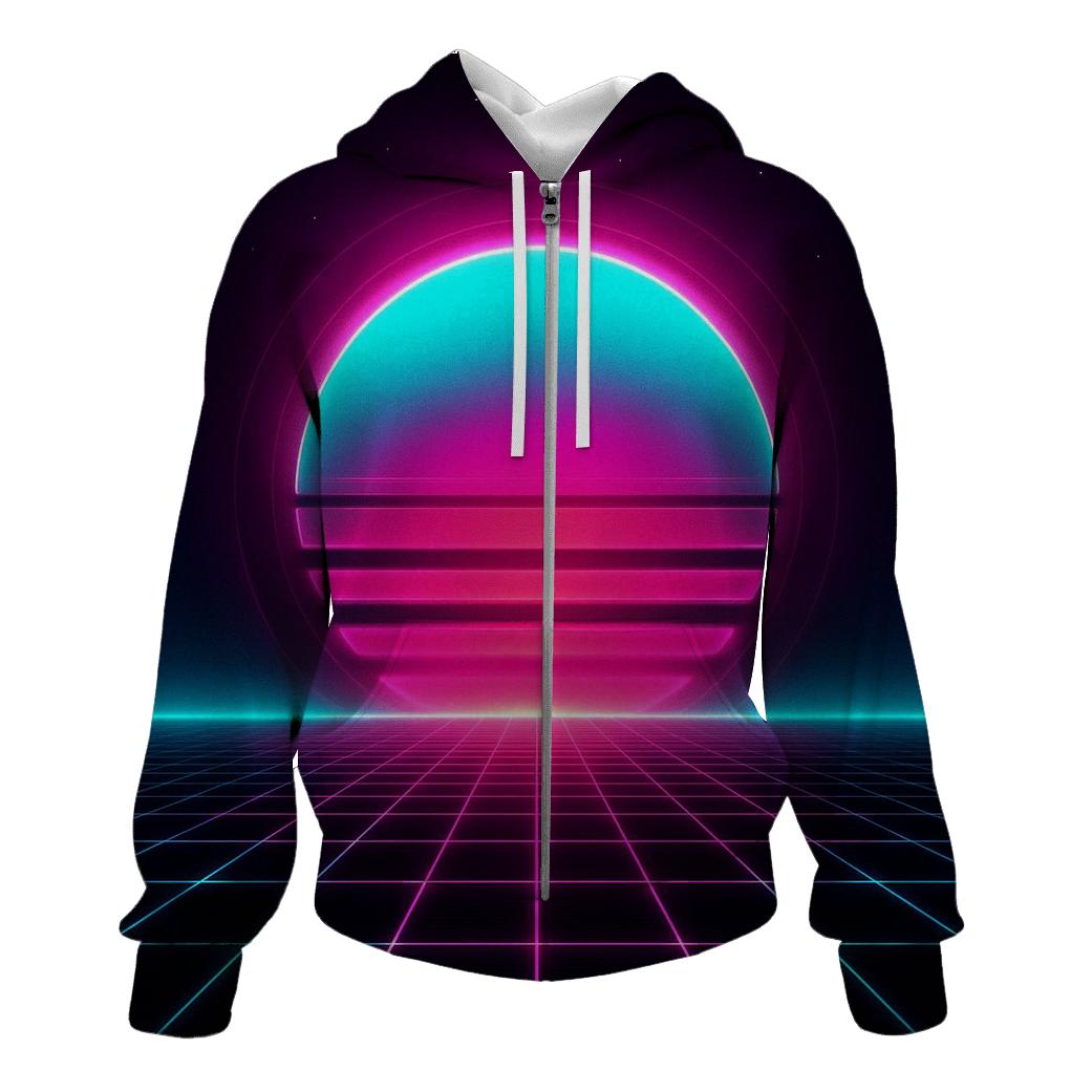Neon Grid Horizon printed hoodies
