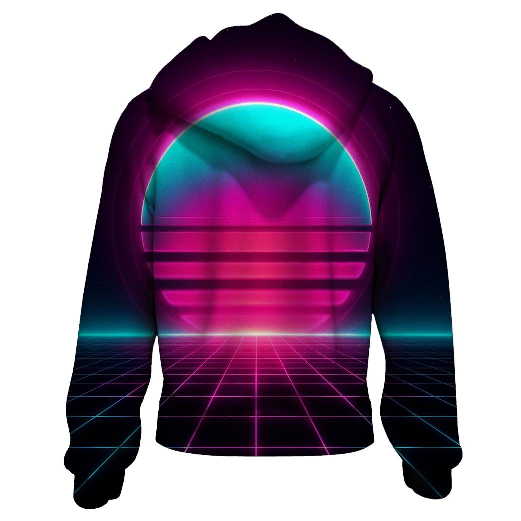 Neon Grid Horizon printed hoodies